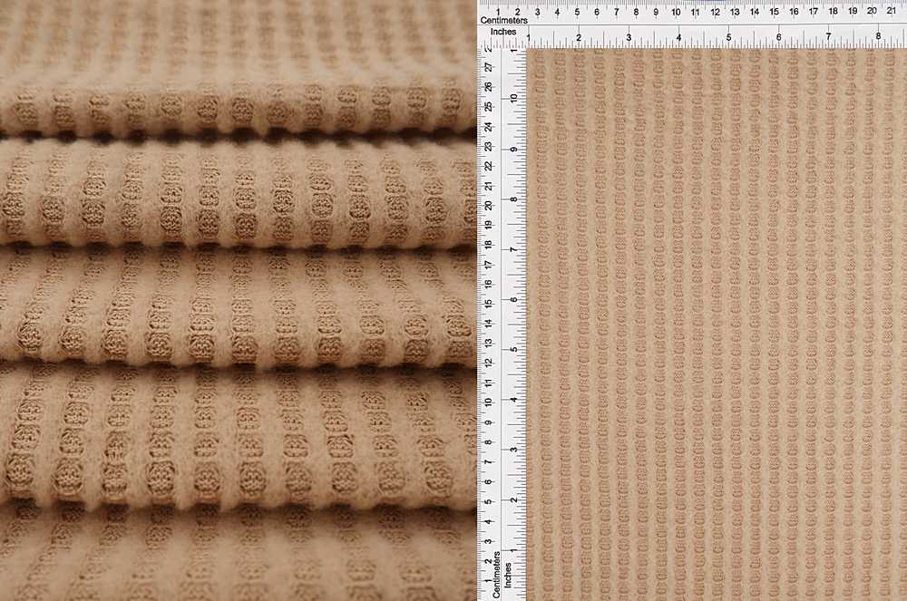 KNT3814 / TAUPE / 89%POLY 9%RAYON 2%SPAN WAFFLE BRUSHED SOLID