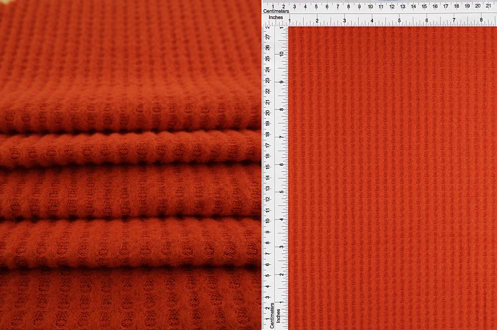 KNT3814 / ORANGE / 89%POLY 9%RAYON 2%SPAN WAFFLE BRUSHED SOLID