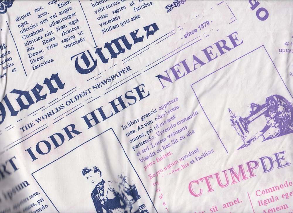 KNT2100-Q00708 / LAVENDER / 96%POLY 4%SPAN DTY BRUSHED NEWSPAPER PRINT