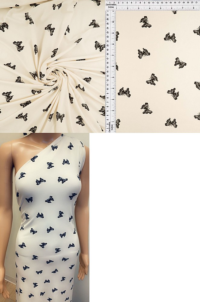 KNT2100-Q00107 / IVORY / 96POLY 4SPAN DTY BRUSHED BUTTERFLY PRINT
