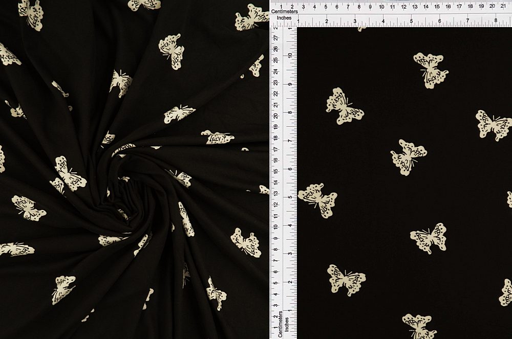 KNT2100-Q00107 / BLACK / 96POLY 4SPAN DTY BRUSHED BUTTERFLY PRINT