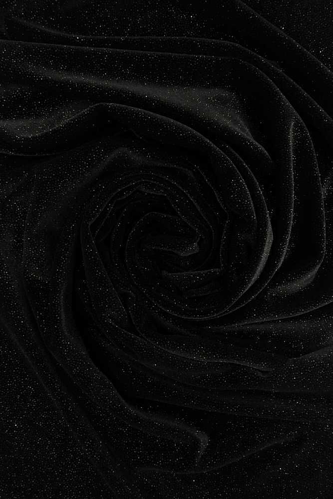 KNT4355 / BLACK / 92% POLY 8% SPAN STRETCH VELVET W/GLITTER