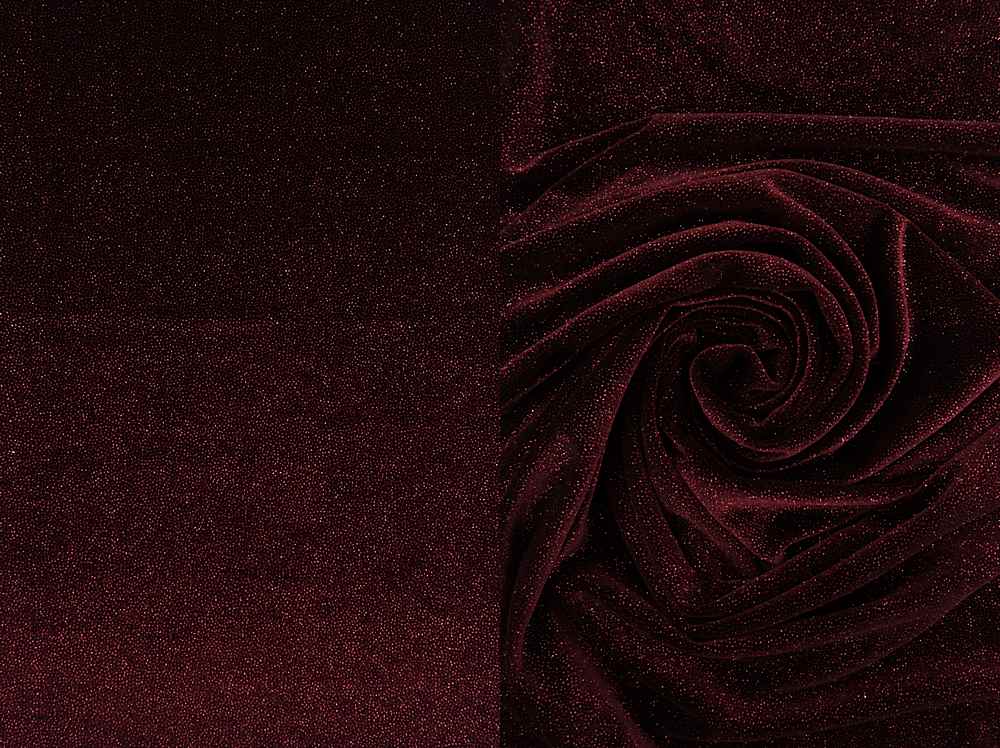 KNT4355 / BURGUNDY / 92% POLY 8% SPAN STRETCH VELVET W/GLITTER