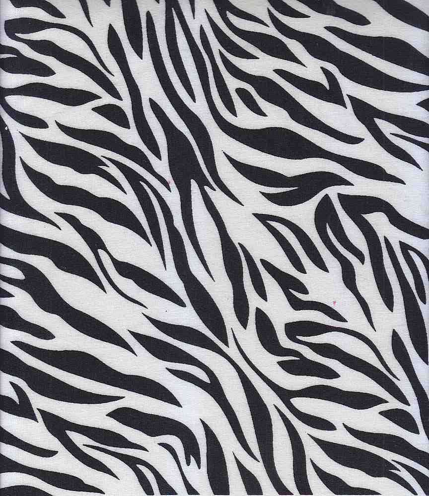 KNT1374-SE10129 / BLACK/WHITE / 90%POLY 7%RAY 3%SPAN FRENCH TERRY ZEBRA PRINT