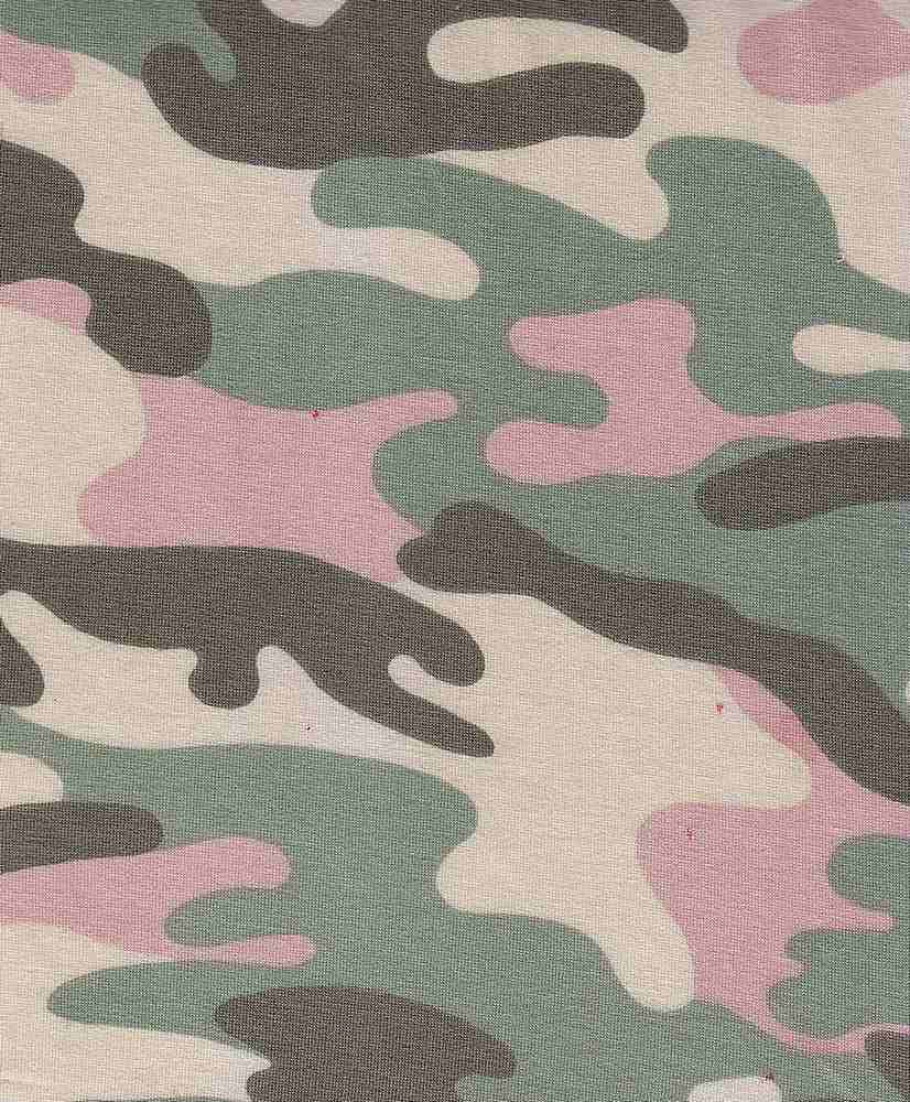 KNT1374-Q90320 / SEAWEED / 90%POLY 7%RAY 3%SPAN FRENCH TERRY CAMO PRINT