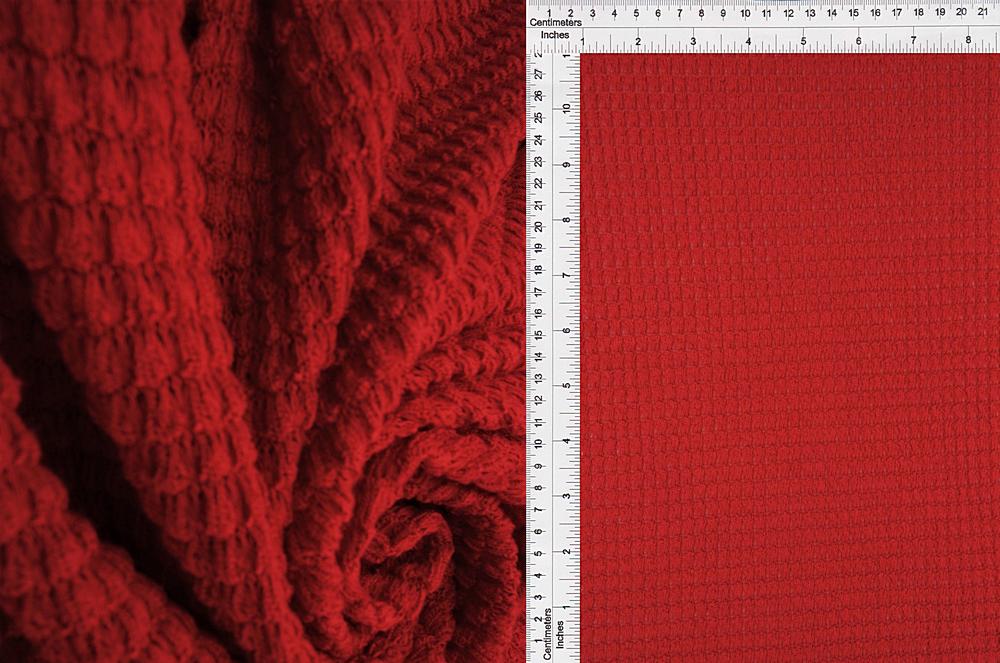 KNT4190 / RED / 64%POLY 34%RAY 2%SPAN OVERSIZE WAFFLE SOLID