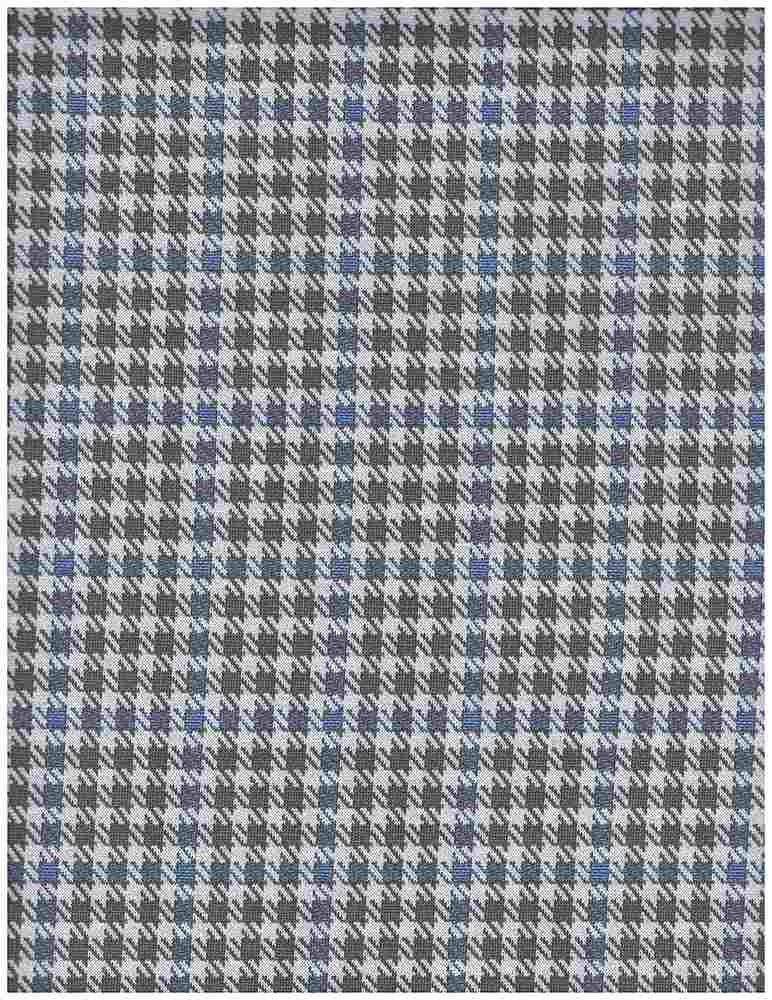 KNT4211 / GREY/BLUE / 90.5%POLY 8.5%RAY 1%SPAN DOUBLE KNIT JACQUARD PLAID