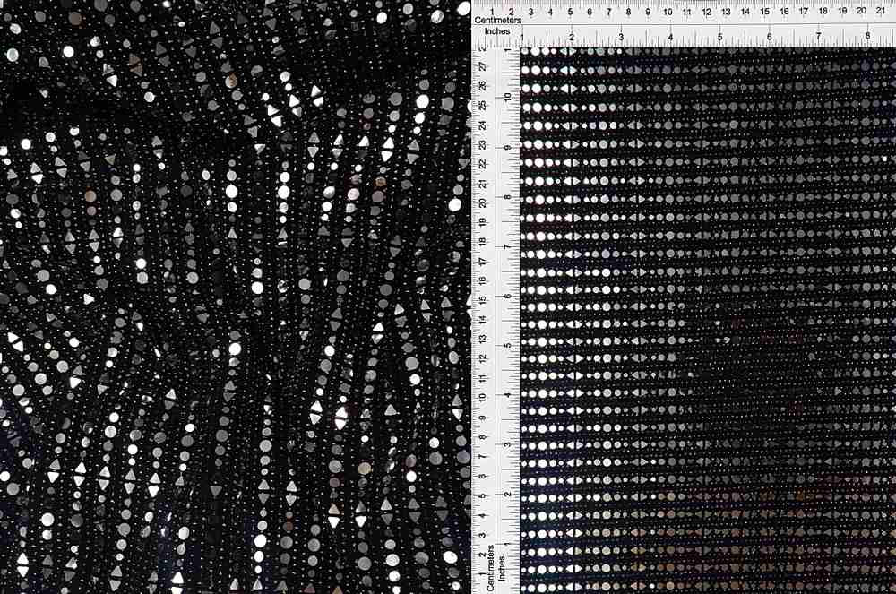 KNT4161 / BLACK/SILVER / 87%NYL 8%MET 5%SPAN SLINKY W/ GEO TRANS