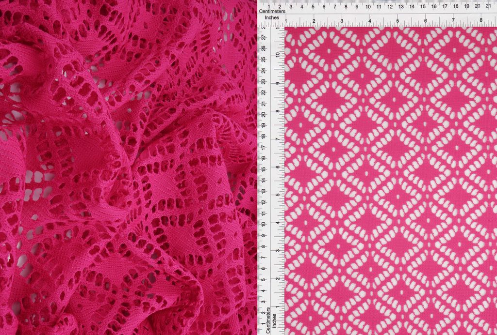LACE3352 / BERRY / 100%POLY KNIT JACQUARD CROCHET