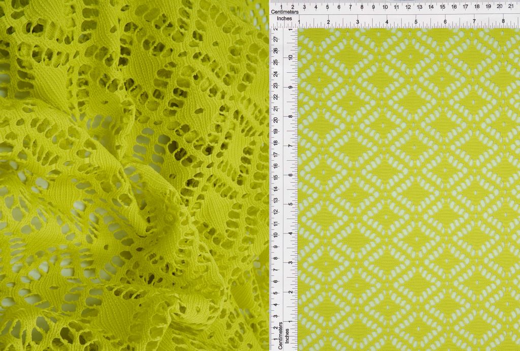 LACE3352 / YELLOW / 100%POLY KNIT JACQUARD CROCHET