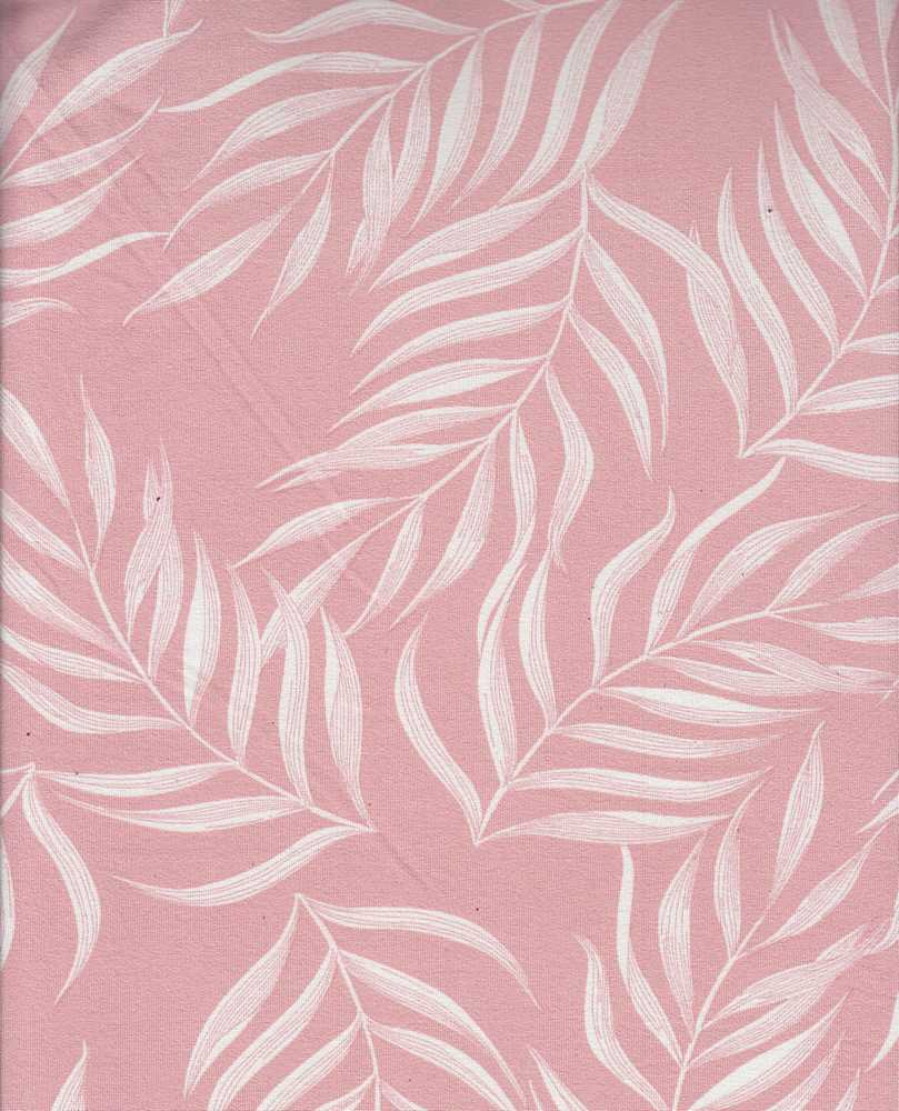 KNT2100-Q80714 / BLUSH / 96%POLY 4%SPAN DTY BRUSHED TROPICAL LEAF PRINT