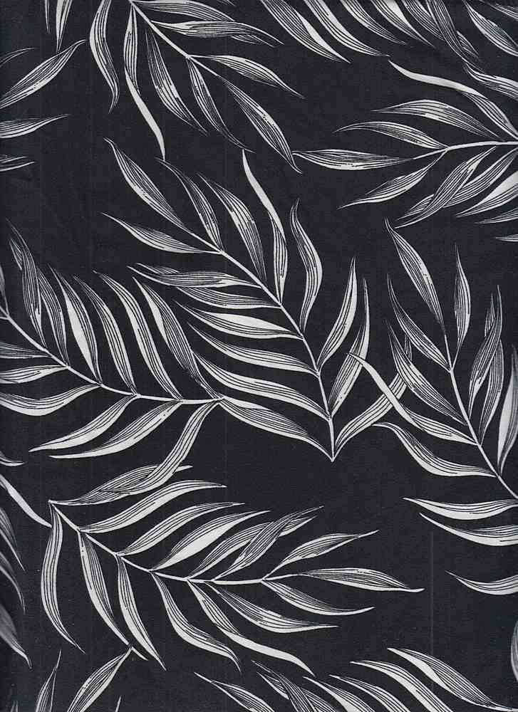 KNT2100-Q80714 / BLACK / 96%POLY 4%SPAN DTY BRUSHED TROPICAL LEAF PRINT