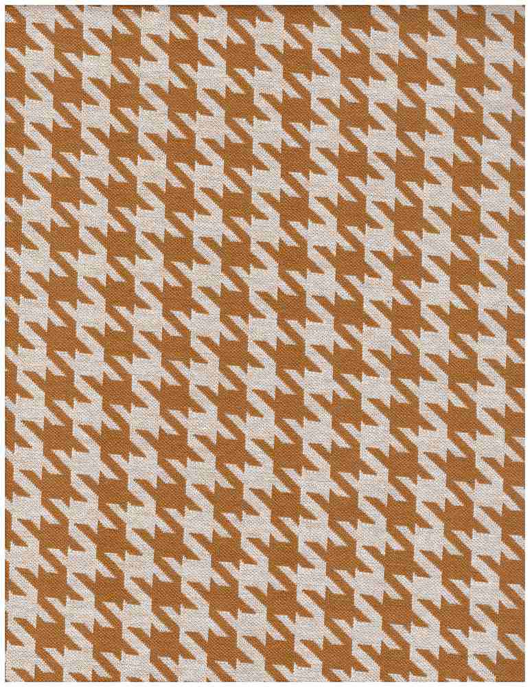 KNT4142 / WHITE/CAMEL / 96%POLY 4%SPAN HARRINGBONE KNIT JACQ HOUNDSTOOTH