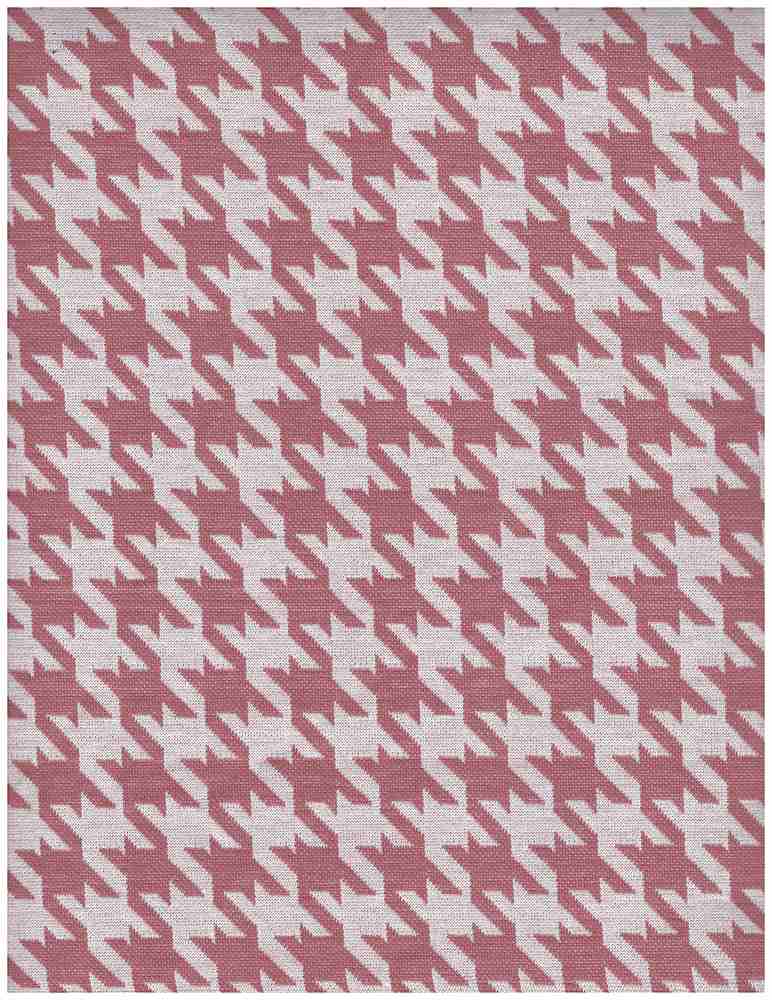 KNT4142 / WHITE/ROSE DUSTY / 96%POLY 4%SPAN HARRINGBONE KNIT JACQ HOUNDSTOOTH