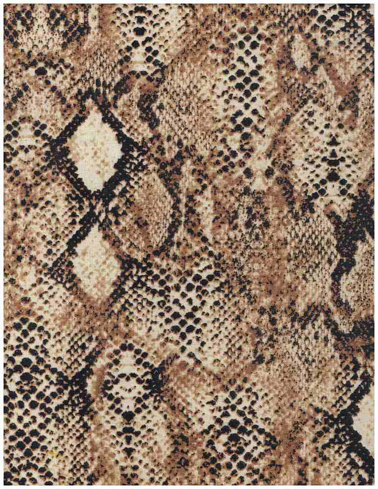 KNT1374-MS00217 / BROWN / 90%POLY 7%RAY 3%SP FRENCH TERRY SNAKE SKIN PRINT