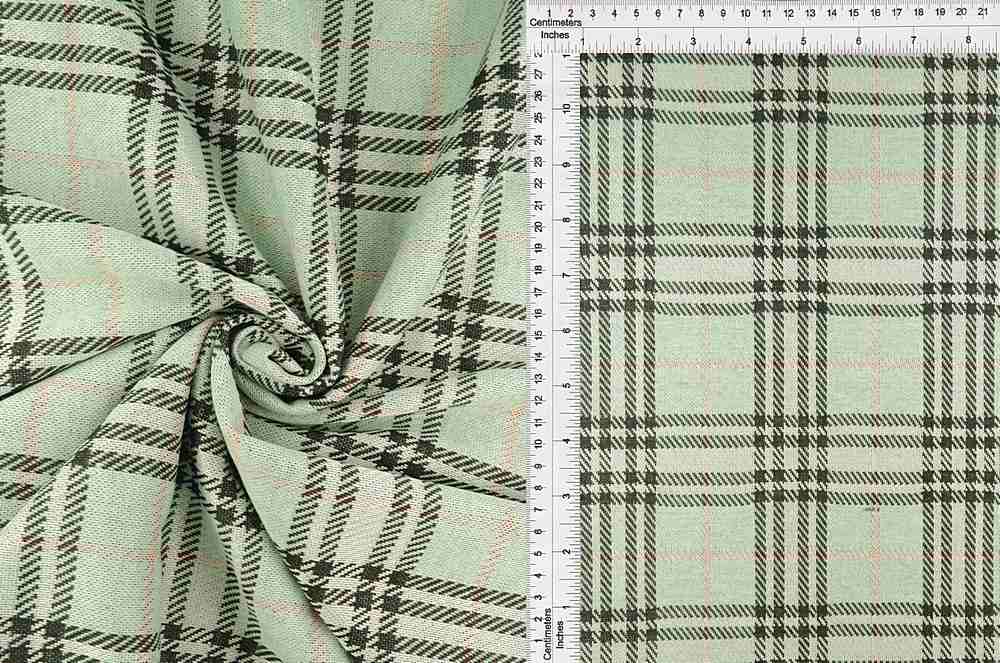 KNT4125 / MINT/PINK / 96%POLY 4%SPAN KNIT JACQUARD PLAID