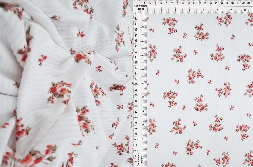 KNT3422-SR70232 / ROSE / 87%POLY 13%SPAN 4X2 YUMMY RIB DITSY FLORAL PRINT