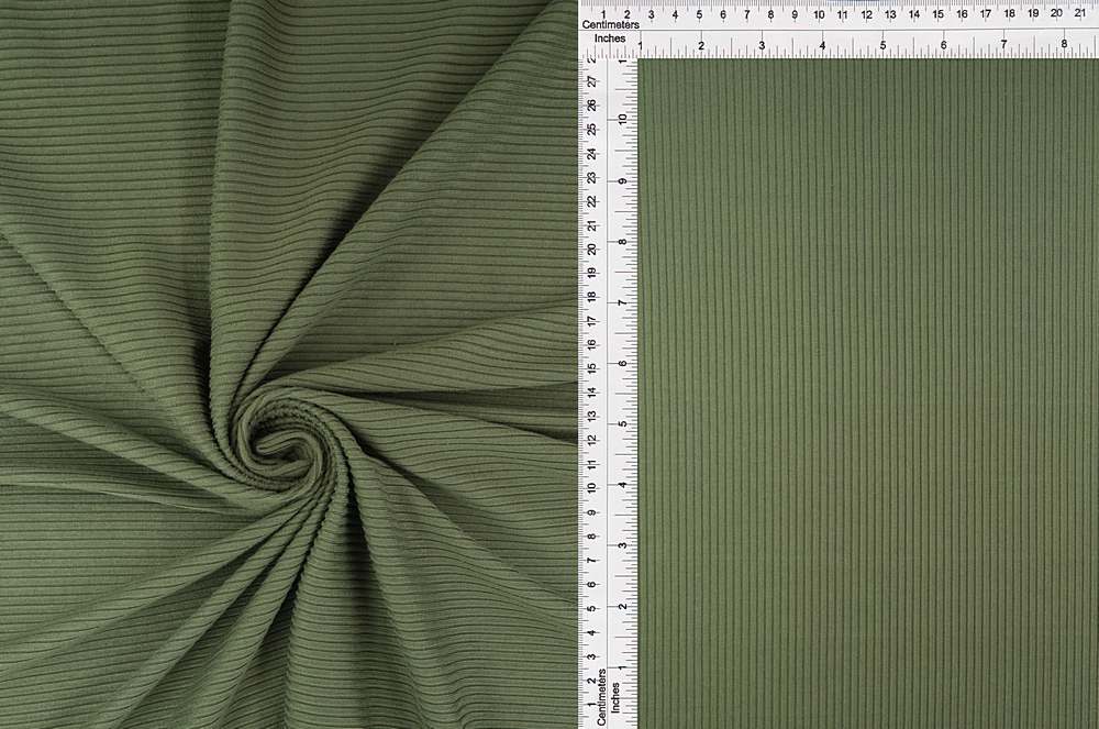 KNT4151 / OLIVE VINTAGE / 87%POLY 13%SPAN 4X2 YUMMY RIB SOLID