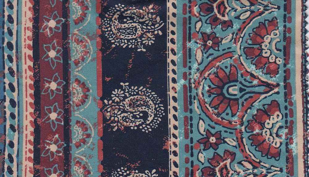KNT2100-DU1170 / DENIM OB / 96%POLY 4%SPAN DTY BRUSHED PAISLEY PRINT