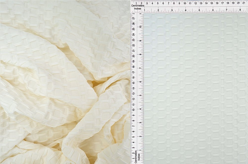 KNT4360 / IVORY / 93%POLY 7%SPAN HONEYCOMB KNIT SOLID