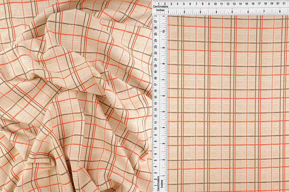 KNT4420 / SAND / 97%POLY 3%SPAN DOUBLE KNIT JACQUARD PLAID