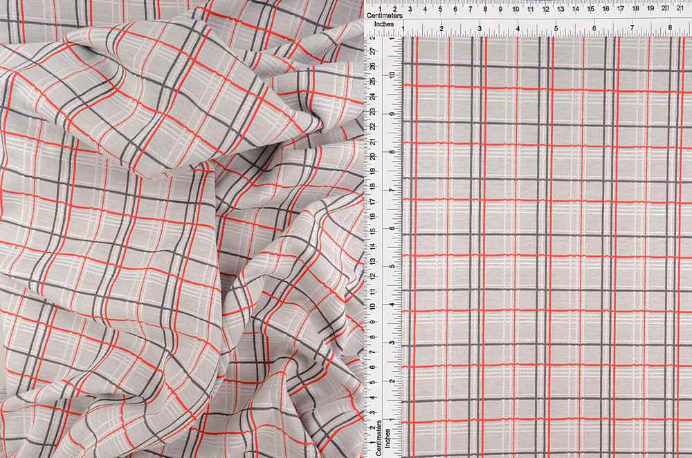 KNT4420 / GREY / 97%POLY 3%SPAN DOUBLE KNIT JACQUARD PLAID
