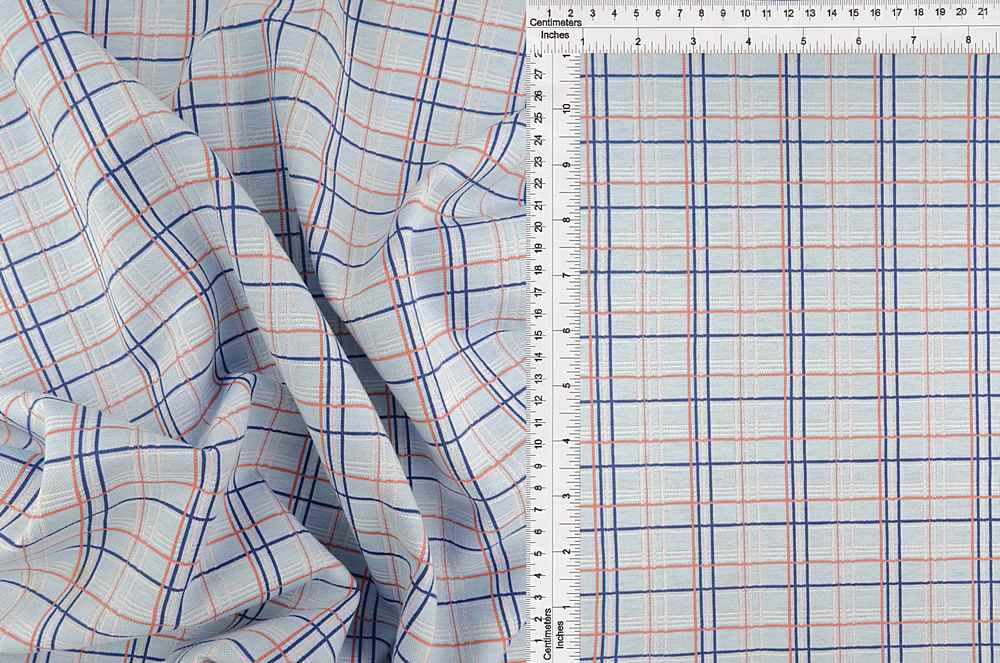 KNT4420 / BLUE LT / 97%POLY 3%SPAN DOUBLE KNIT JACQUARD PLAID