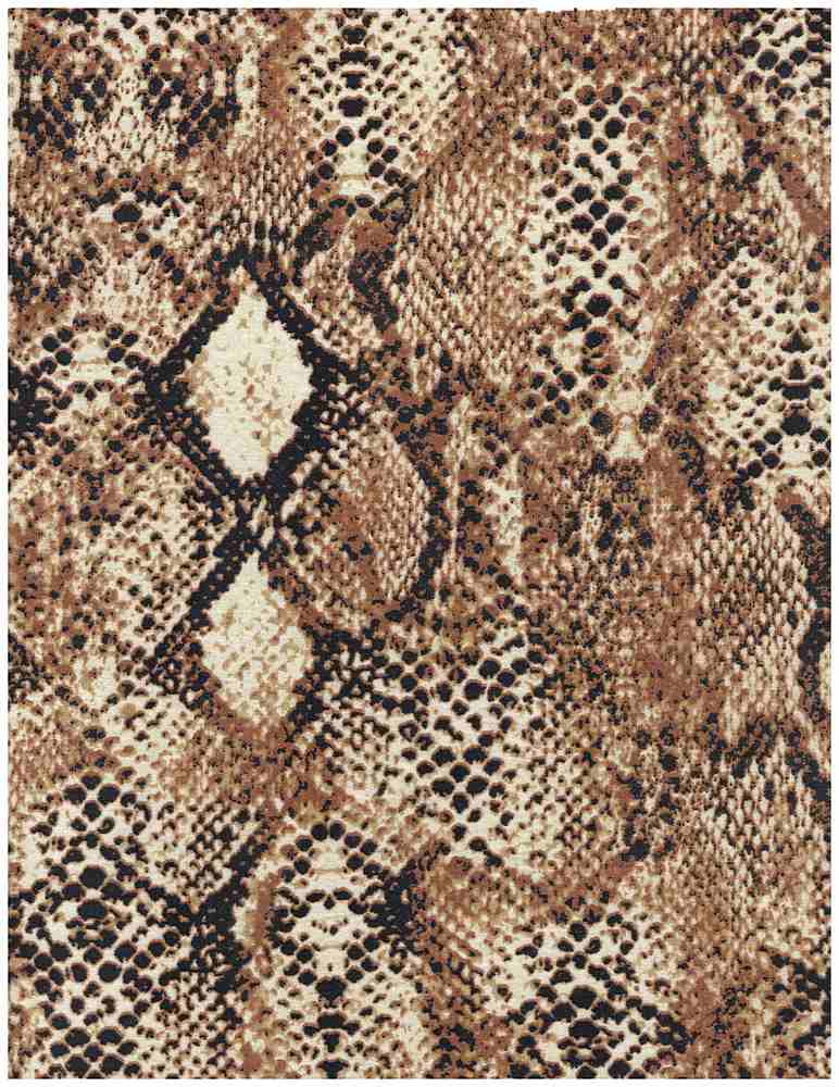KNT2100-MS00217 / BROWN / 96%POLY 4%SPAN DTY BRUSHED SNAKE SKIN PRINT
