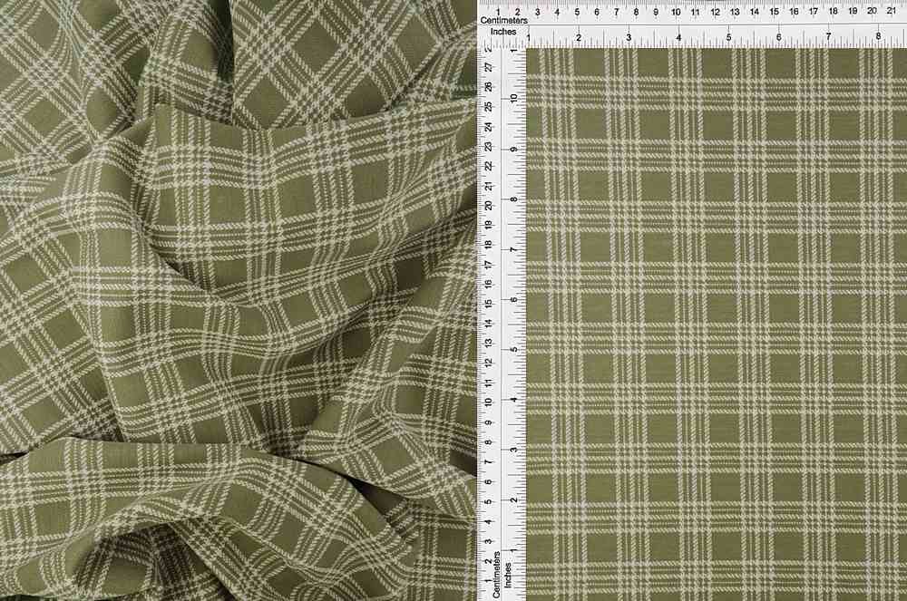 KNT3911 / OLIVE VINTAGE / 81%POLY 16%RAY 3%SPAN DOUBLE KNIT JACQUARD PLAID