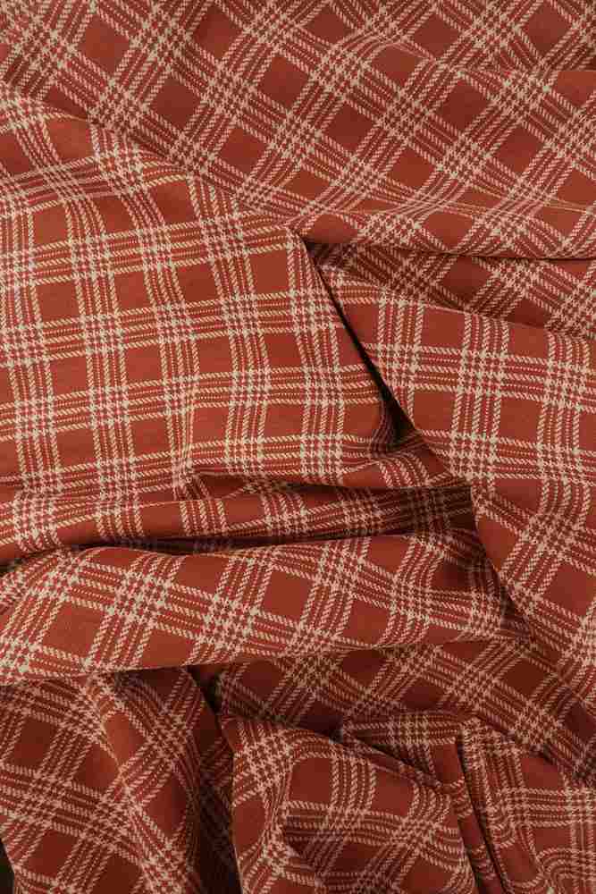 KNT3911 / RUST / 81%POLY 16%RAY 3%SPAN DOUBLE KNIT JACQUARD PLAID