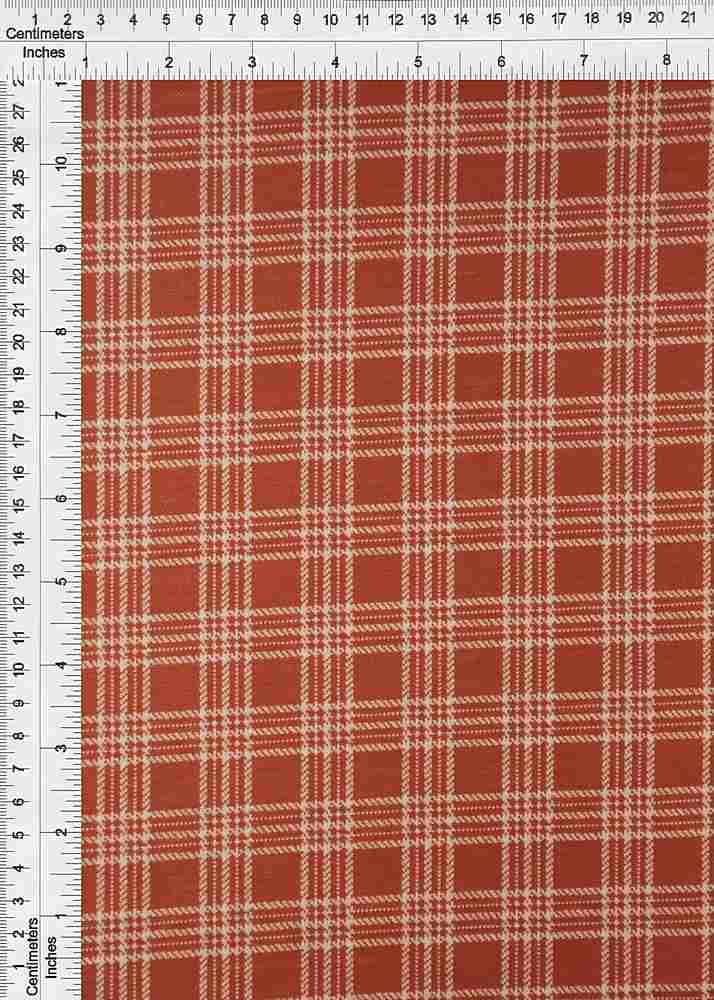 KNT3911 / RUST / 81%POLY 16%RAY 3%SPAN DOUBLE KNIT JACQUARD PLAID