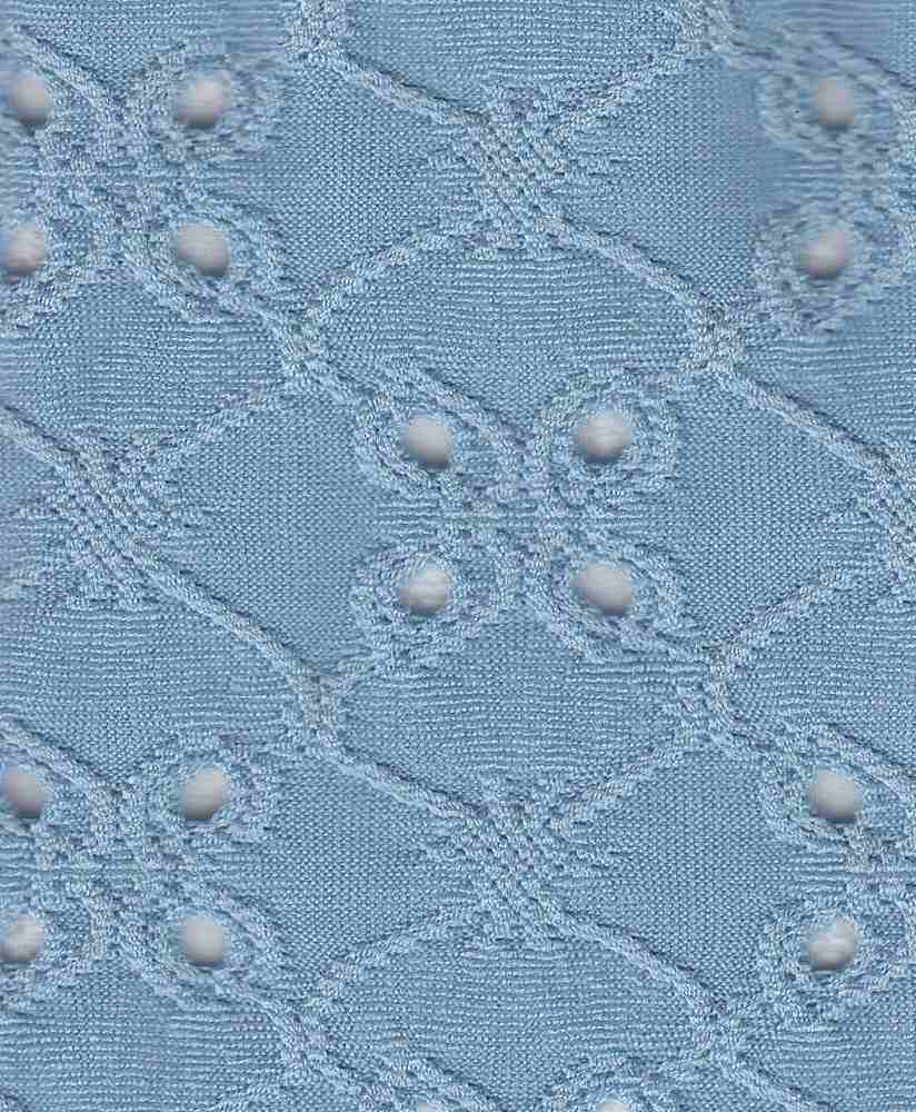 KNT4187 / BLUE LT / 97%POLY 3%SPAN DTY KNIT JACQUARD EYELET