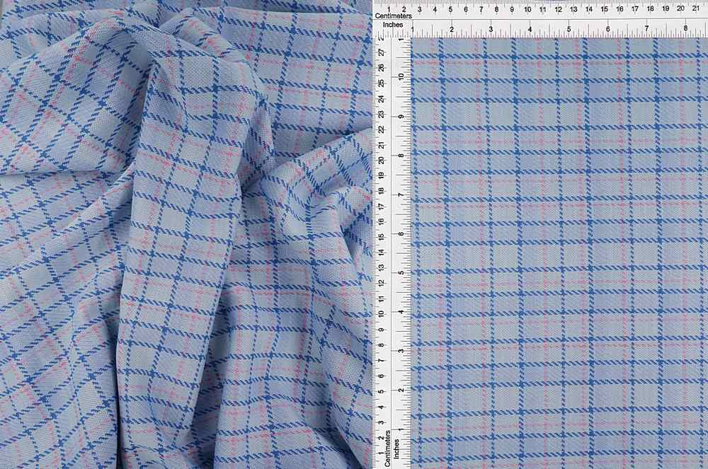 KNT4401 / BLUE / 87%POLY 12%RAY 1%SPAN KNIT JACQUARD PLAID