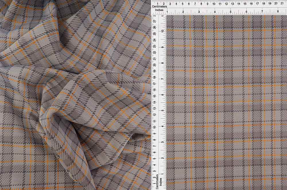 KNT4401 / GREY / 87%POLY 12%RAY 1%SPAN KNIT JACQUARD PLAID