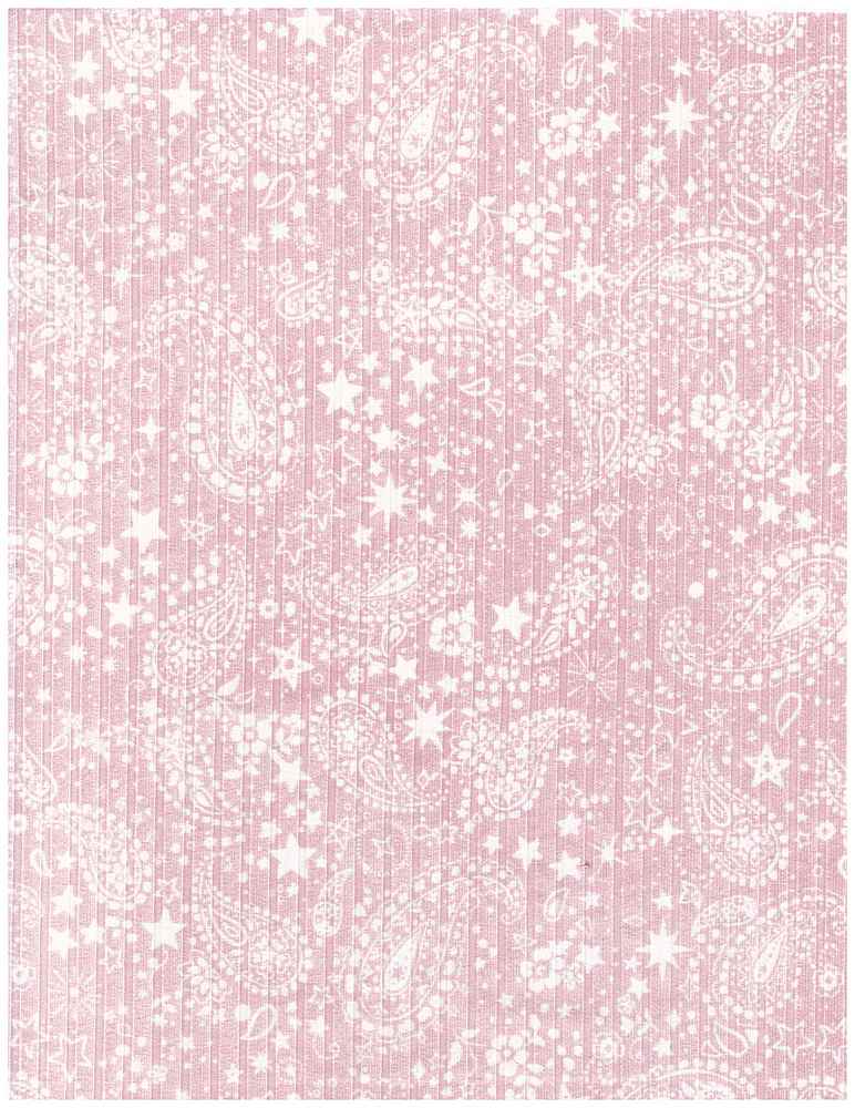 KNT4135-MS01211 / PINK LT / 87%POLY 13%SPAN 8X3 YUMMY RIB PAISLEY/STAR PRINT