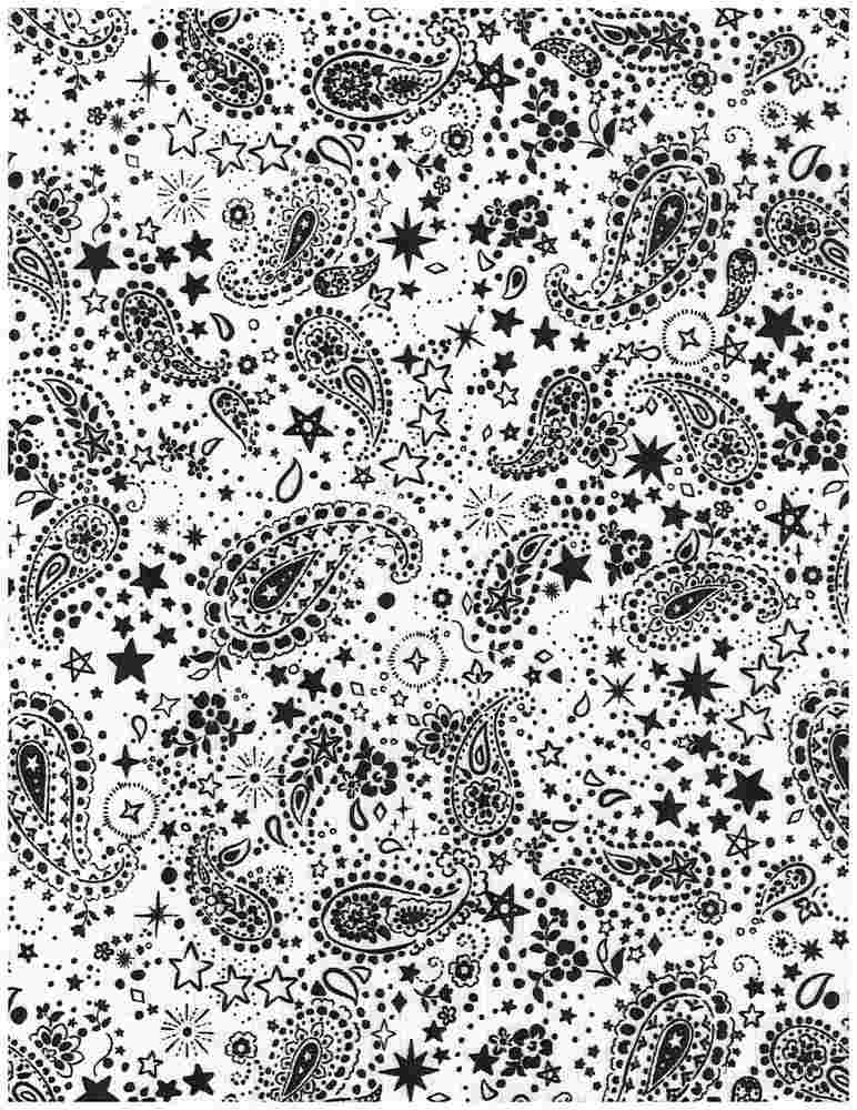KNT4135-MS01211 / IVORY / 87%POLY 13%SPAN 8X3 YUMMY RIB PAISLEY/STAR PRINT
