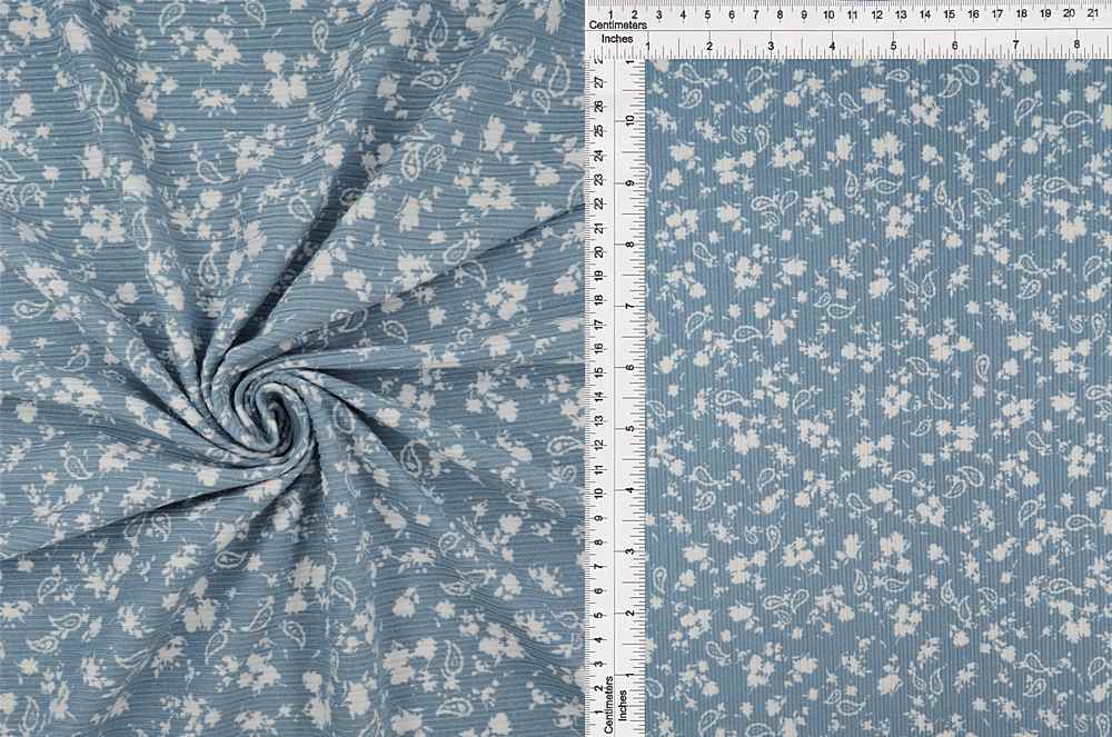 KNT3422-MS01214 / DENIM LT / 96%POLY 4%SPAN 4X2 YUMMY RIB PAISLEY/FLORAL-FLOWER