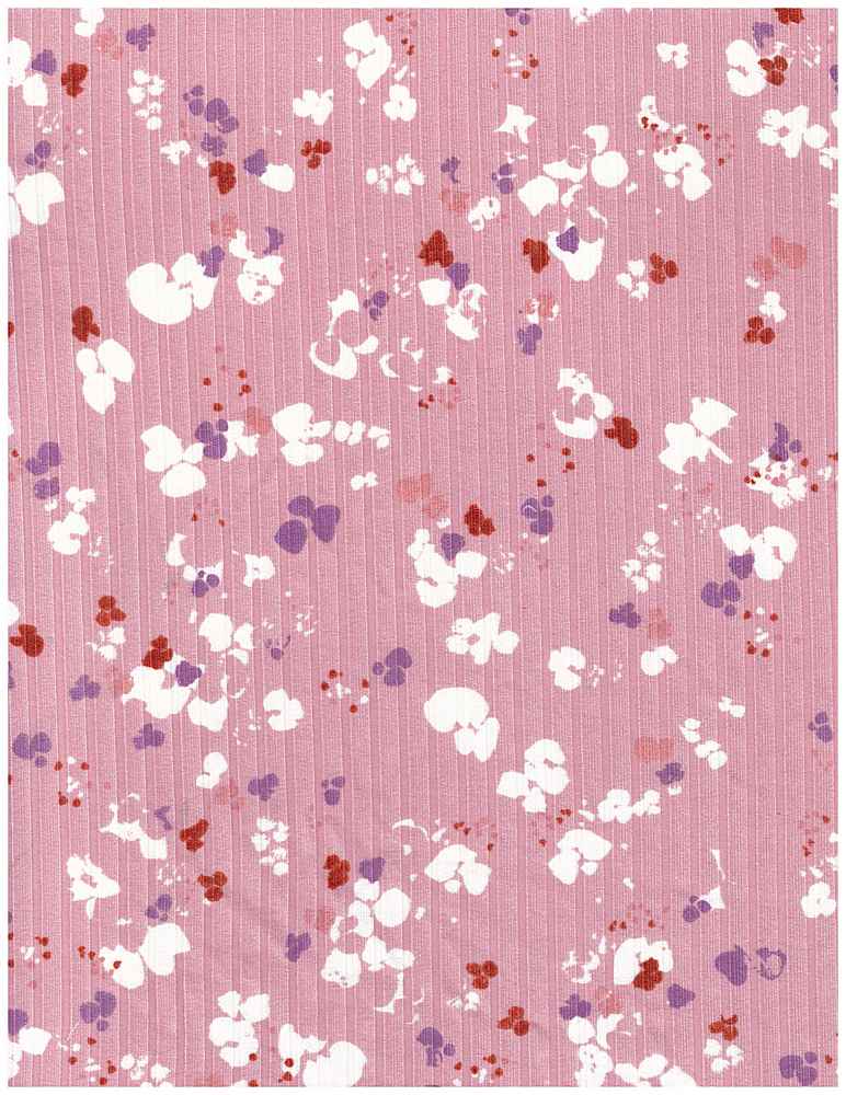 KNT4135-MS01129 / ROSE / 87%POLY 13%SPAN 8X3 YUMMY RIB ANIMAL PRINT