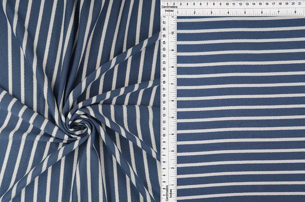 KNT4404 / DENIM/WHITE / 68%RAY 29%POLY 3%SPAN VISCOSE CREPE W/1CM STRIPE