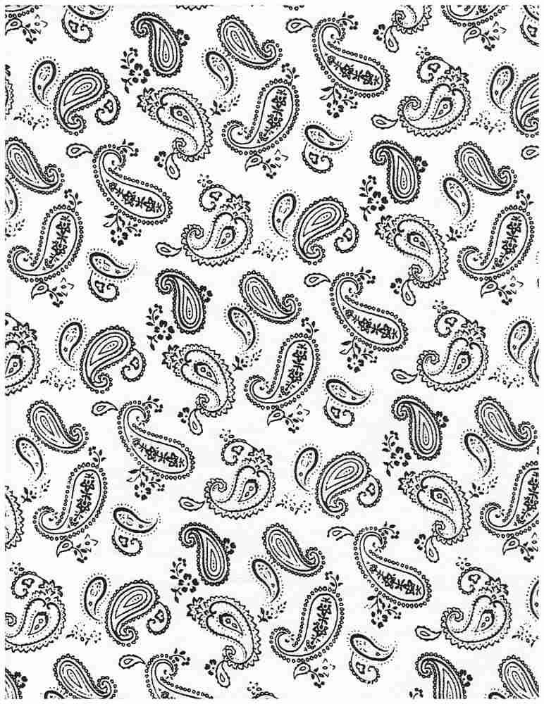 KNT2100-MS01217 / IVORY/BLACK / 96%POLY 4%SPAN DTY BRUSHED PAISLEY PRINT