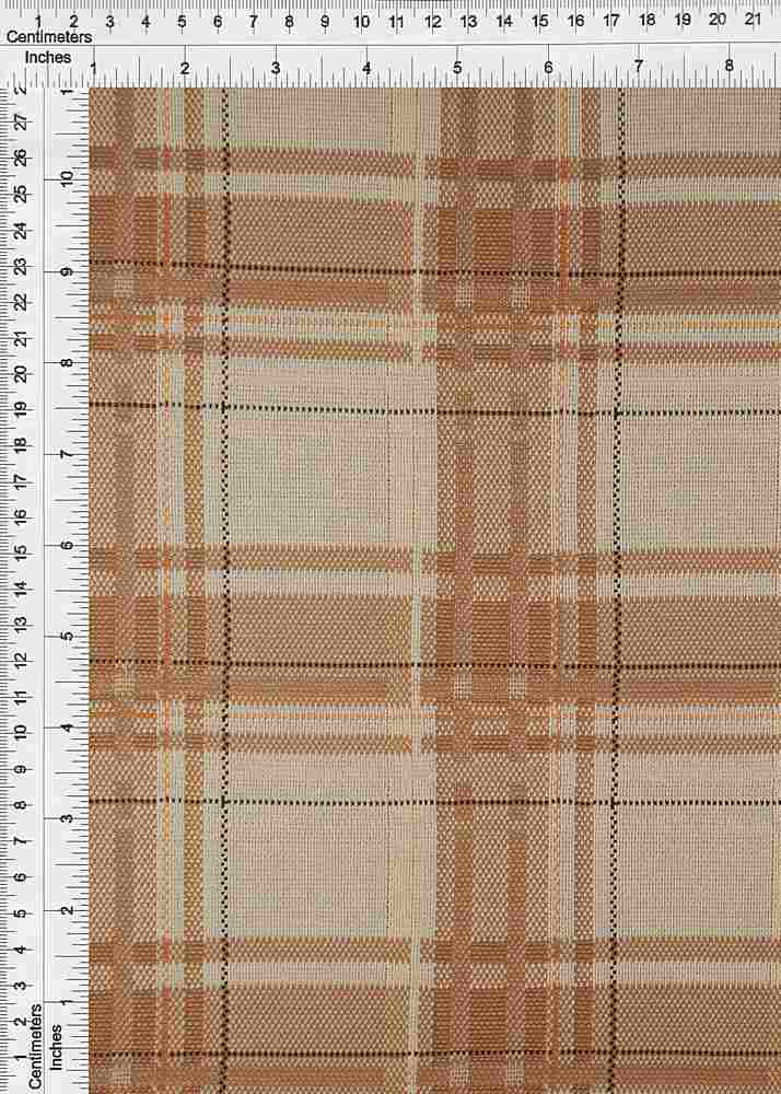 KNT4405 / CARAMEL / 87%POLY 12%RAY 1%SP DOUBLE KNIT JACQUARD PLAID