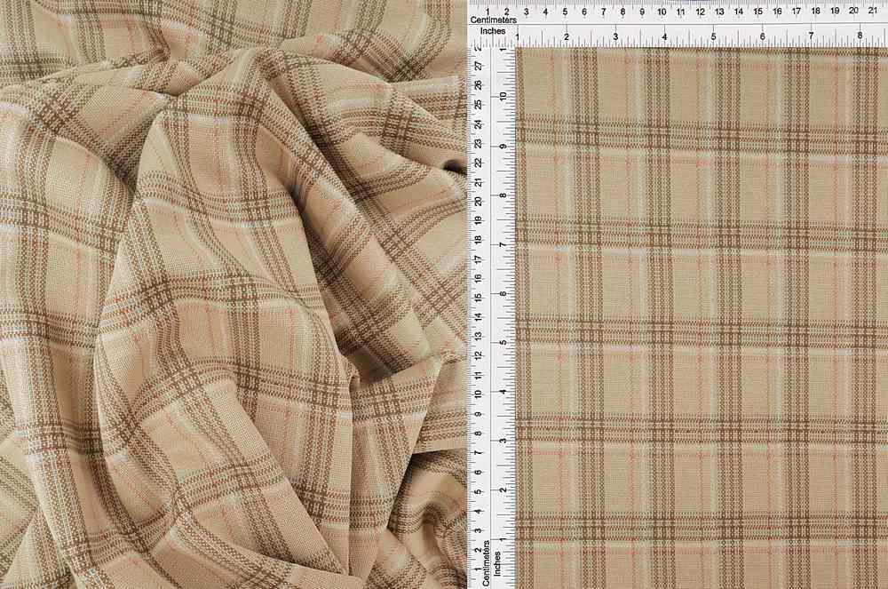 KNT4406 / TAUPE / 87%POLY 12%RAY 1%SP DOUBLE KNIT JACQUARD PLAID