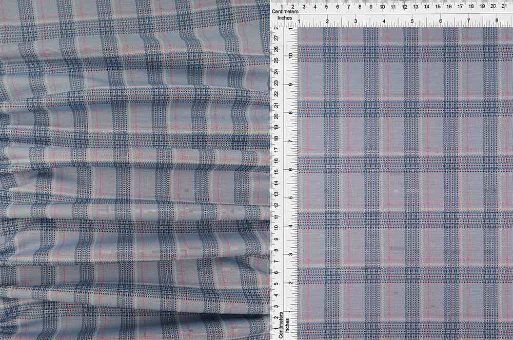 KNT4406 / BLUE / 87%POLY 12%RAY 1%SP DOUBLE KNIT JACQUARD PLAID
