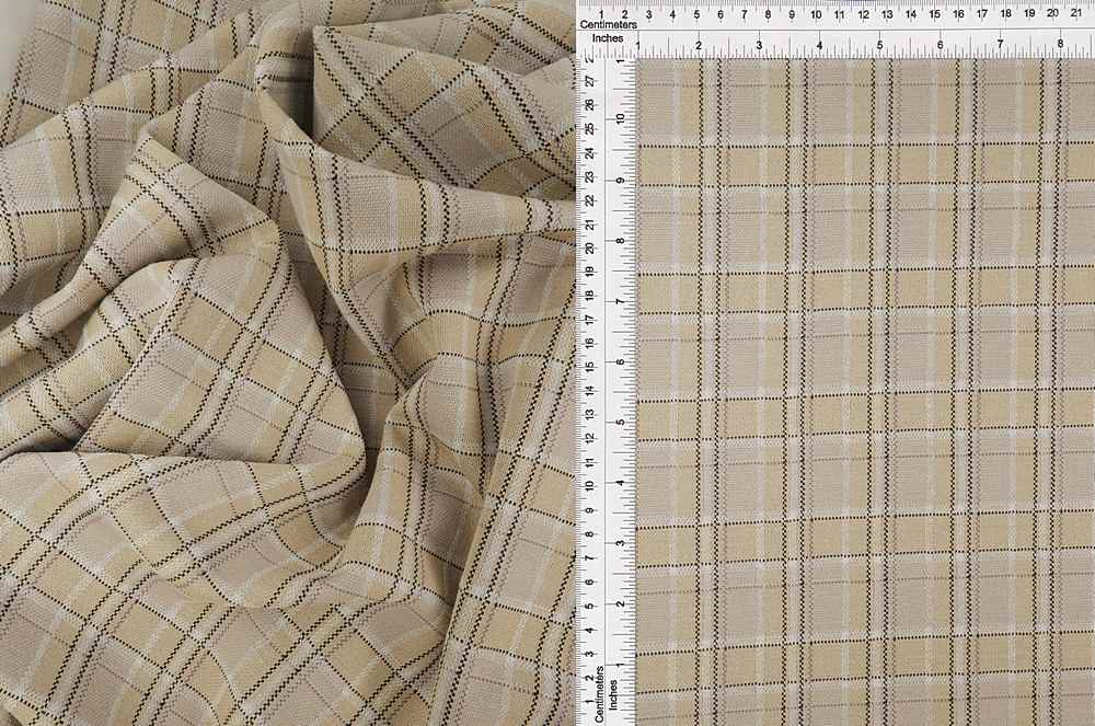 KNT4407 / TAUPE / 87%POLY 12%RAY 1%SP DOUBLE KNIT JACQUARD PLAID