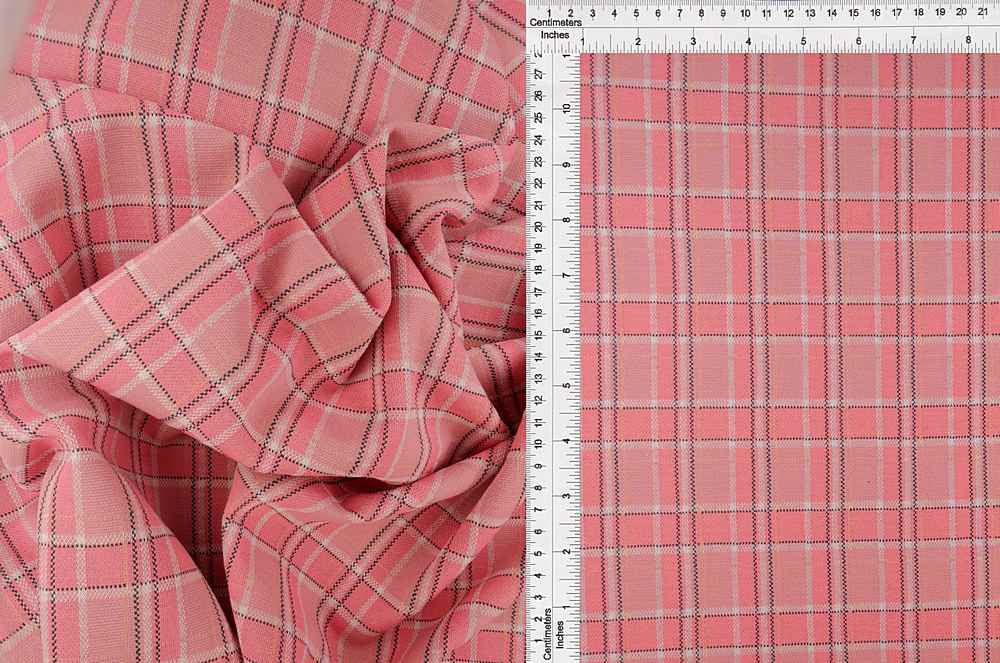 KNT4407 / PINK SWEET / 87%POLY 12%RAY 1%SP DOUBLE KNIT JACQUARD PLAID