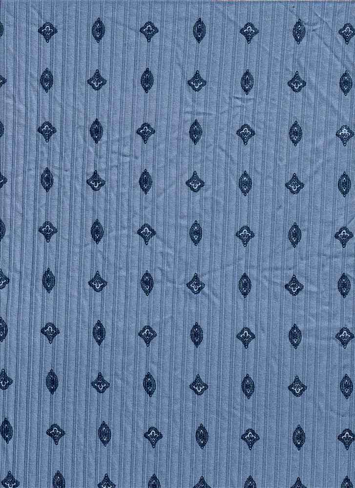 KNT4135-MS01223 / CHAMBRAY / 87%POLY 13%SPAN 8X3 YUMMY RIB GEO NO PRINT-PRINT