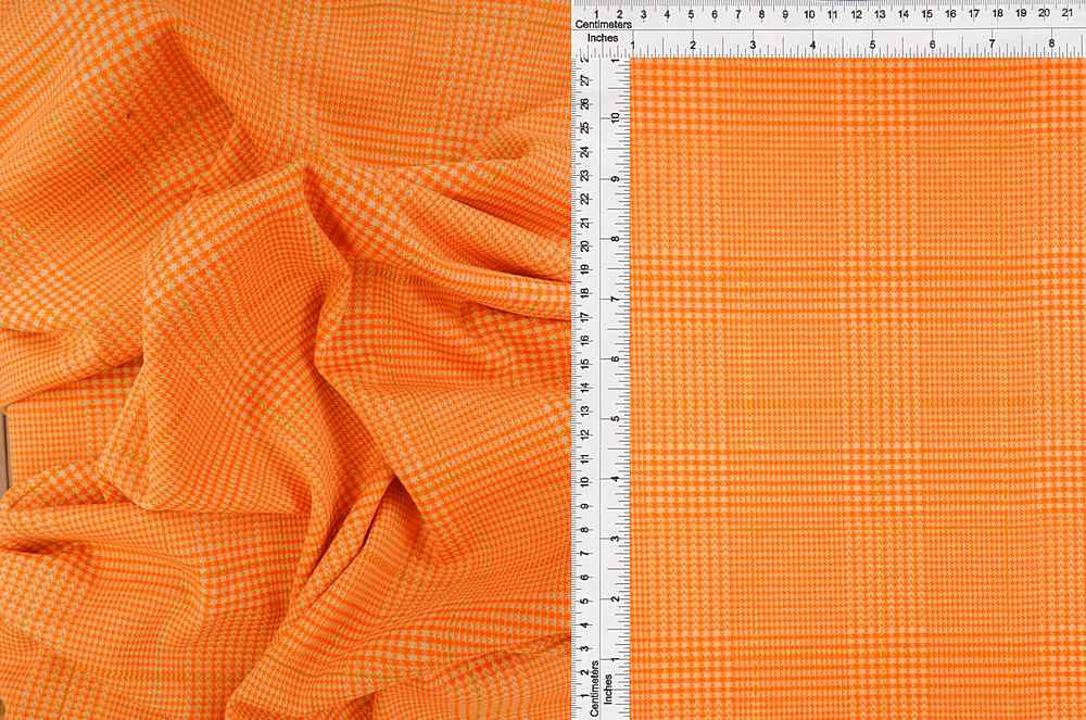 KNT3930 / ORANGE LT / 83.5%POLY 15%RAYON 1.5%SPAN KNIT JACQUARD PLAID Y/D