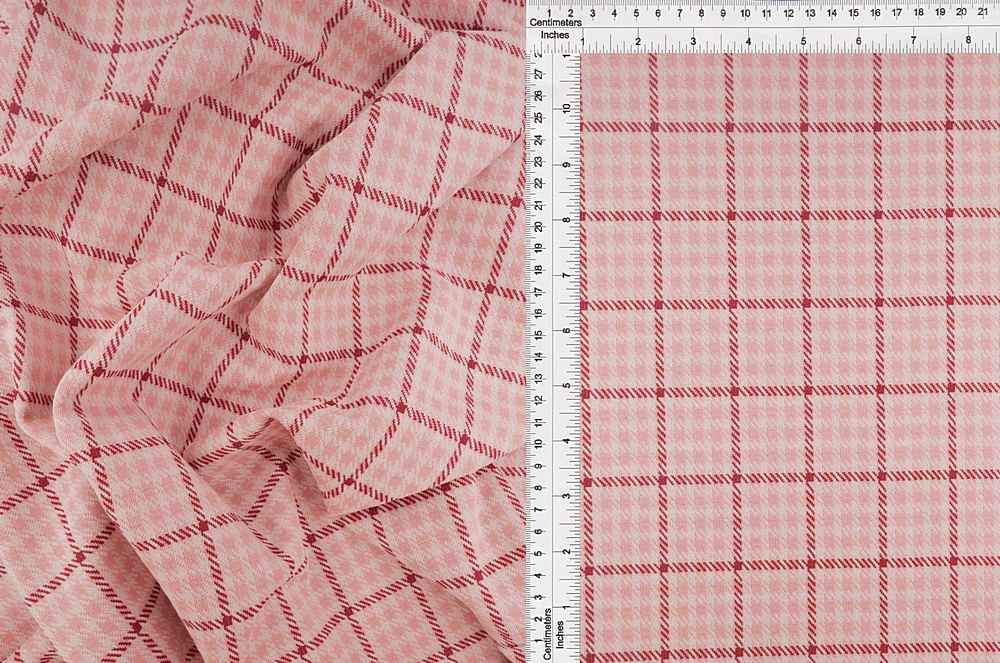 KNT4211 / ROSE/MAGENTA / 90.5%POLY 8.5%RAY 1%SPAN DOUBLE KNIT JACQUARD PLAID