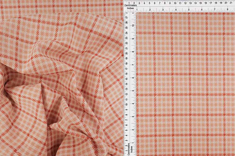 KNT4211 / PEACH/TERRACOTTA / 90.5%POLY 8.5%RAY 1%SPAN DOUBLE KNIT JACQUARD PLAID