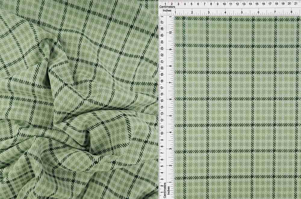 KNT4211 / SAGE/GREEN / 90.5%POLY 8.5%RAY 1%SPAN DOUBLE KNIT JACQUARD PLAID